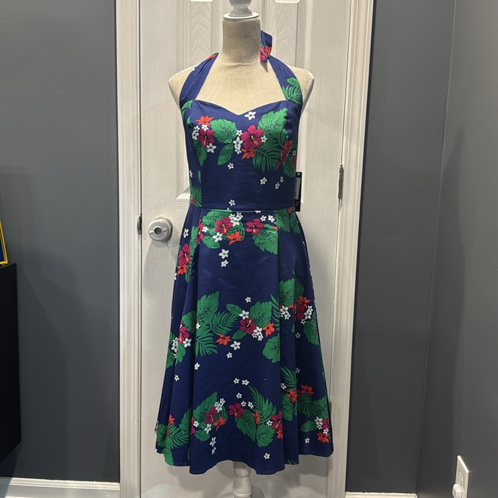 NWT Collectif Beth Tahiti Swing Dress Size Large UK 14 US 10 No Belt